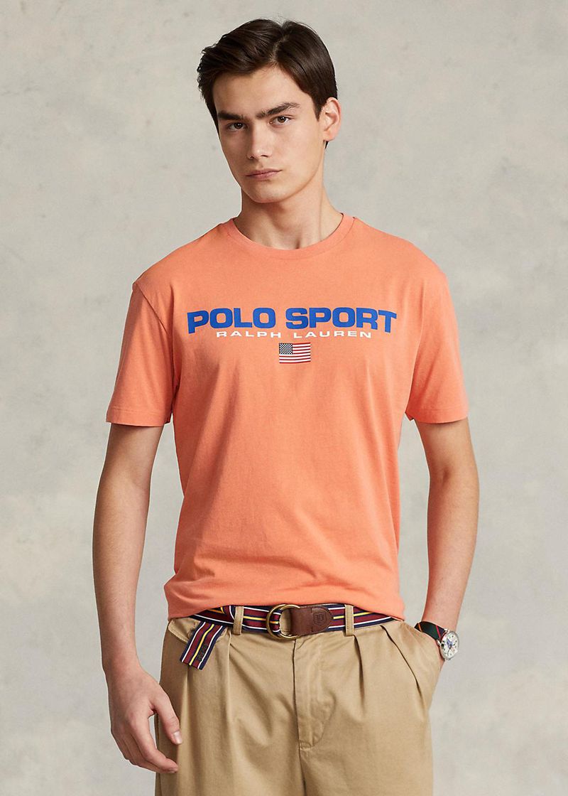 Camiseta Polo Ralph Lauren Hombre Classic Fit Polo Sport Jersey Chile Naranjas NRWYK-4710